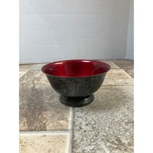 Reed‎ & Barton Silverplate Red Interior Footed Bowl 101 Vintage Serving Dish